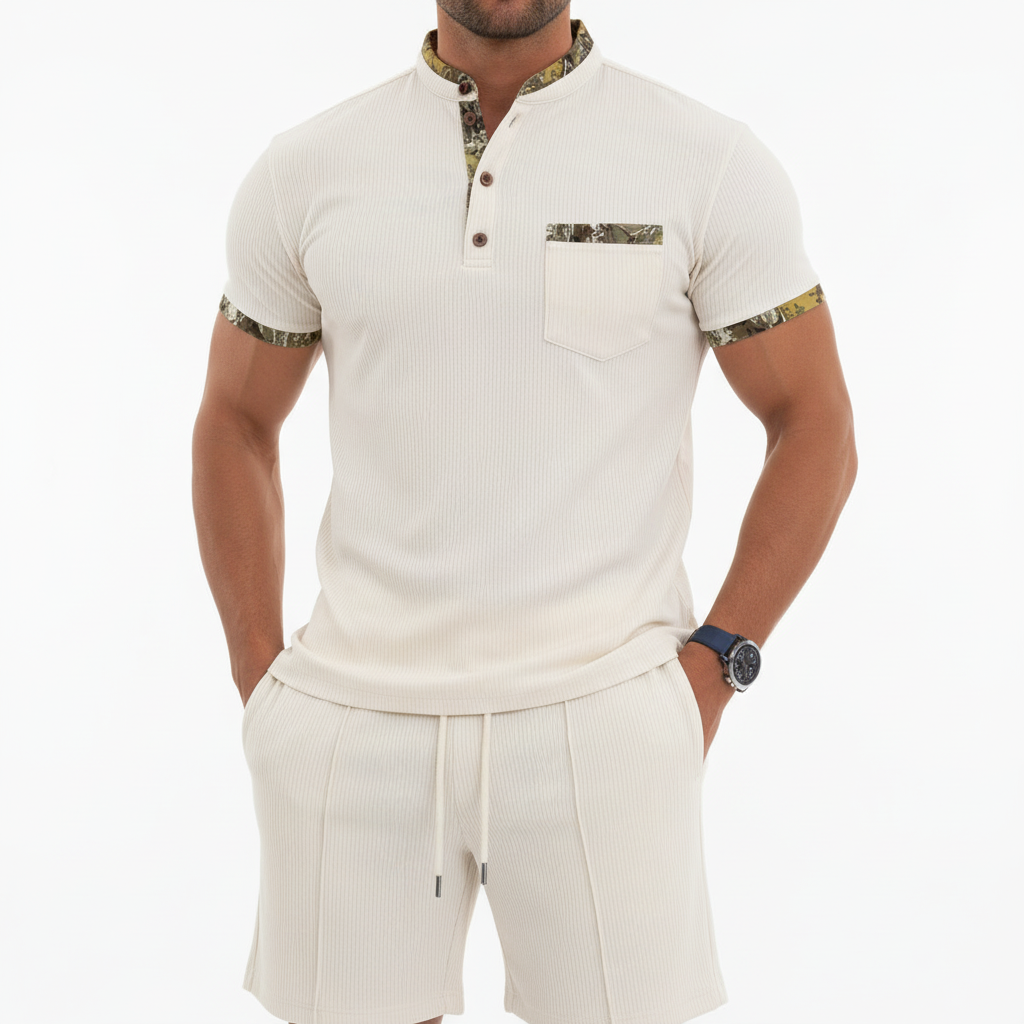 Ethan | Men's 2-Piece Set With Short Sleeve Polo And Drawstring Shorts | Sporty