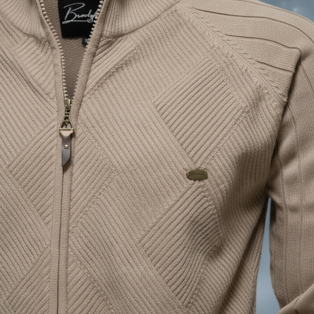 Ethan | Men's Bomber Jacket With Zip Closure And Textured Pattern | Casual