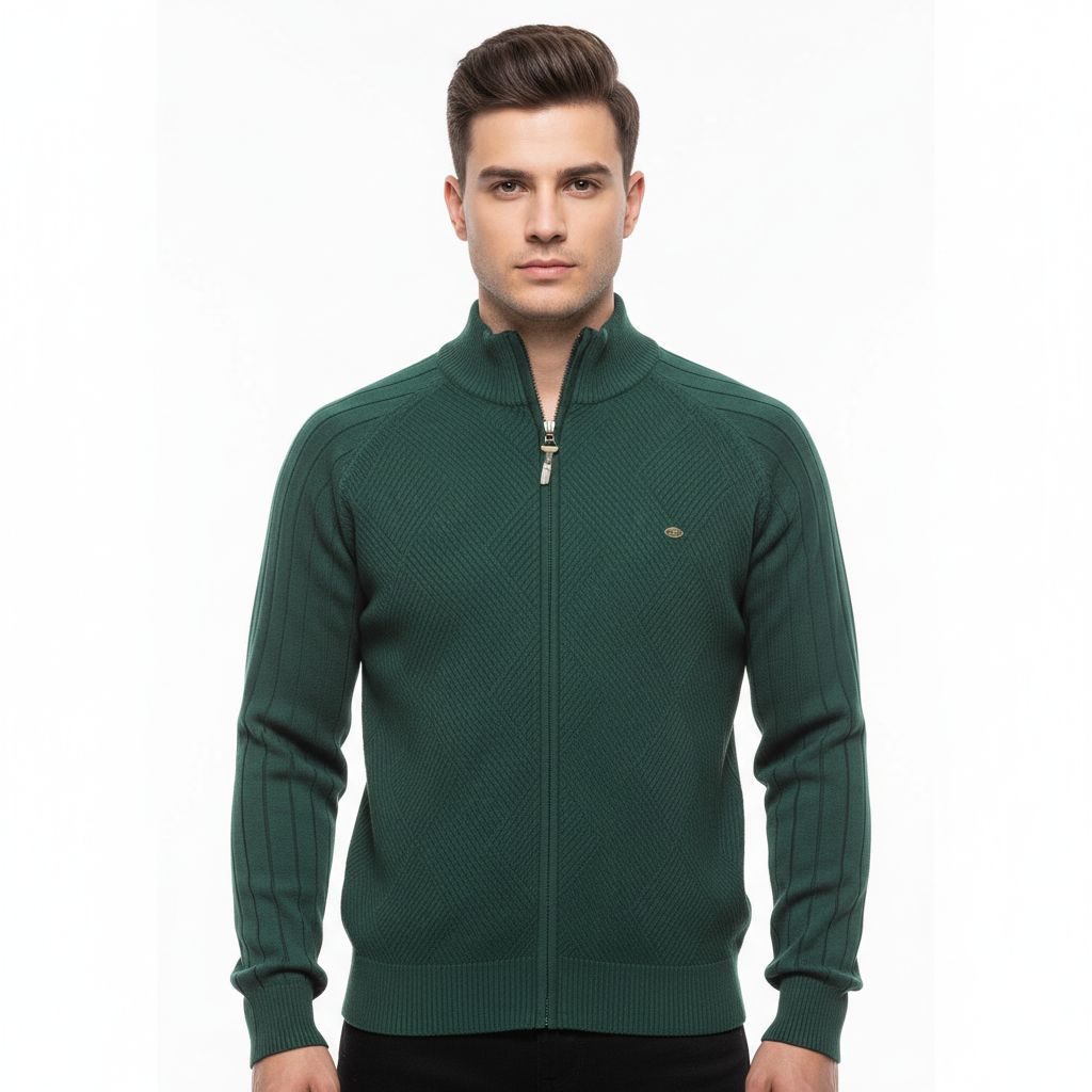 Ethan | Men's Bomber Jacket With Zip Closure And Textured Pattern | Casual