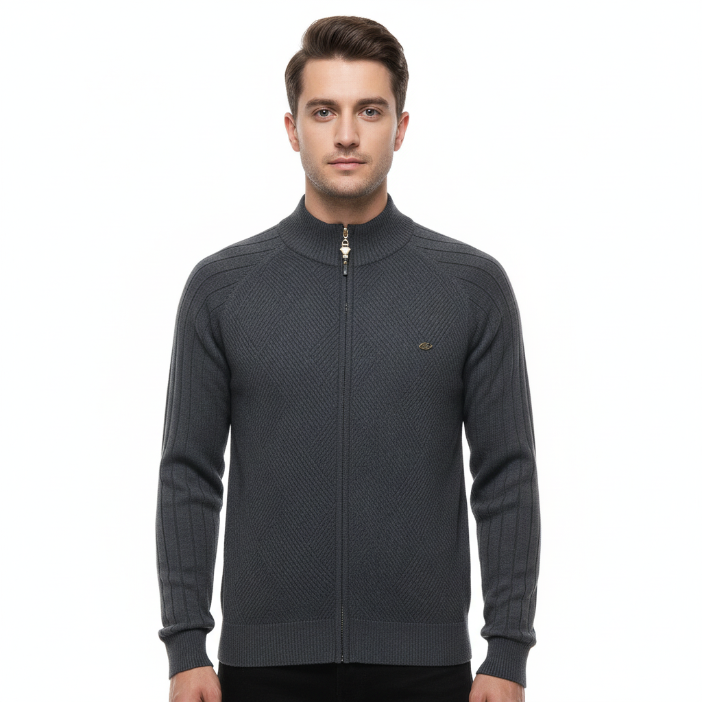 Ethan | Men's Bomber Jacket With Zip Closure And Textured Pattern | Casual