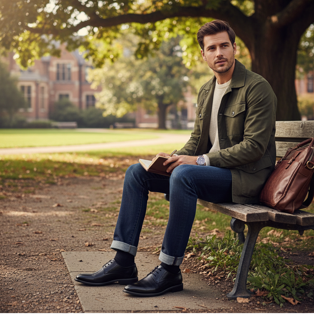 Ethan | Men's Classic Lace Up With Sleek Panel Design And Lace Closure | Formal