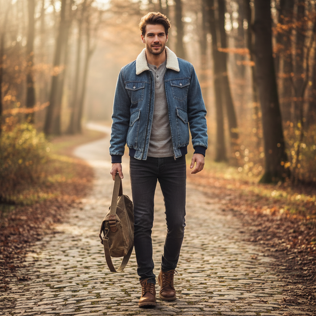 Ethan | Men's Denim Jacket With Zip Closure And Front Pockets | Casual
