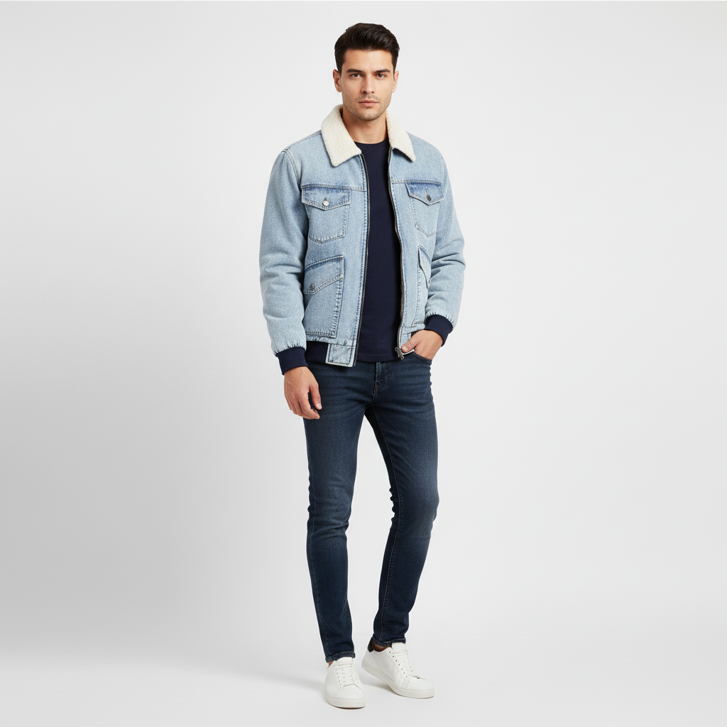 Ethan | Men's Denim Jacket With Zip Closure And Front Pockets | Casual