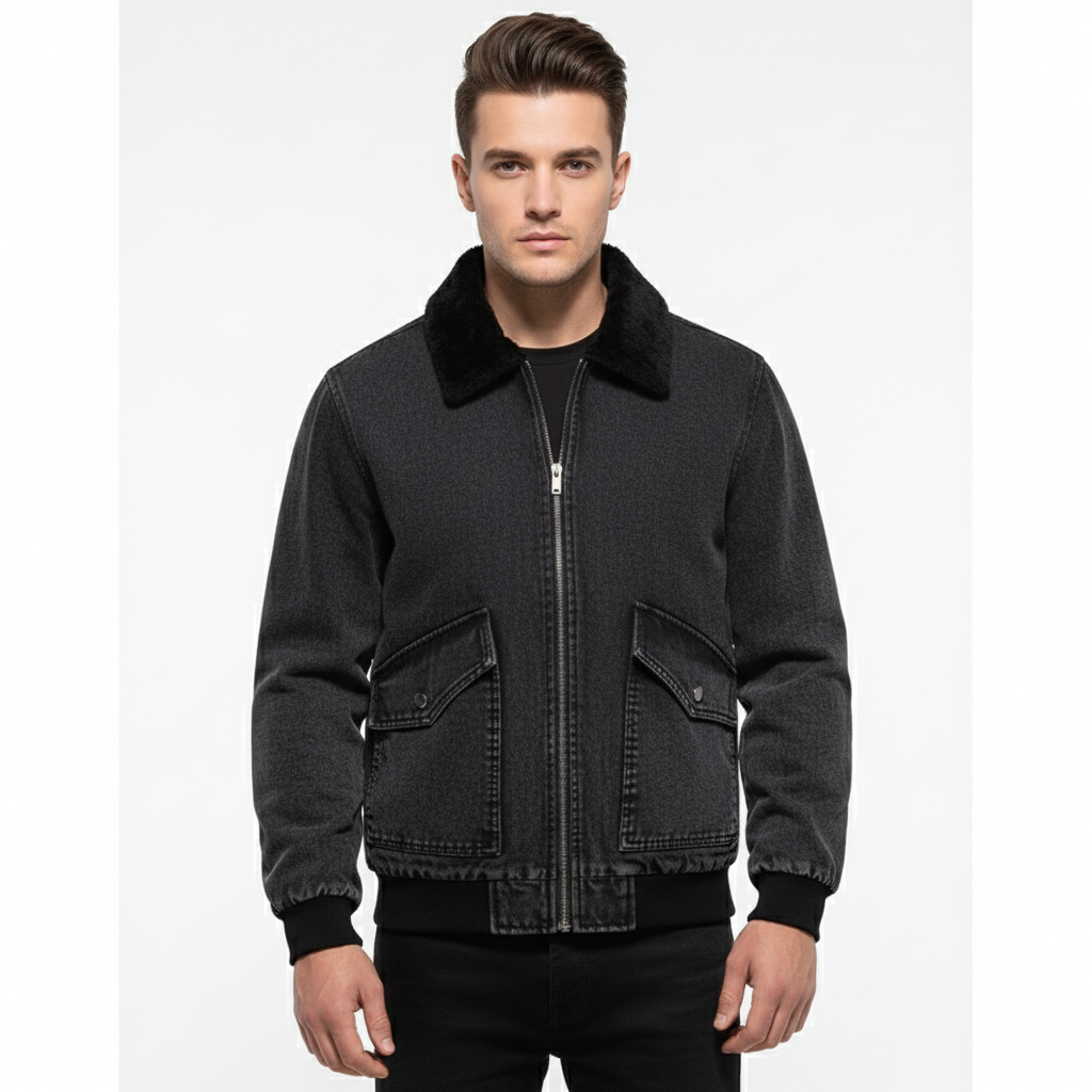 Ethan | Men's Denim Jacket With Zip Closure And Front Pockets | Casual