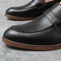 Ethan | Men's Leather Loafers With Slip On Design And Woven Stitch Detail | Formal