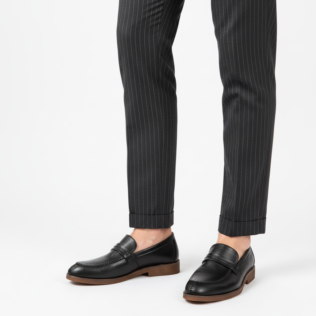 Ethan | Men's Leather Loafers With Slip On Design And Woven Stitch Detail | Formal