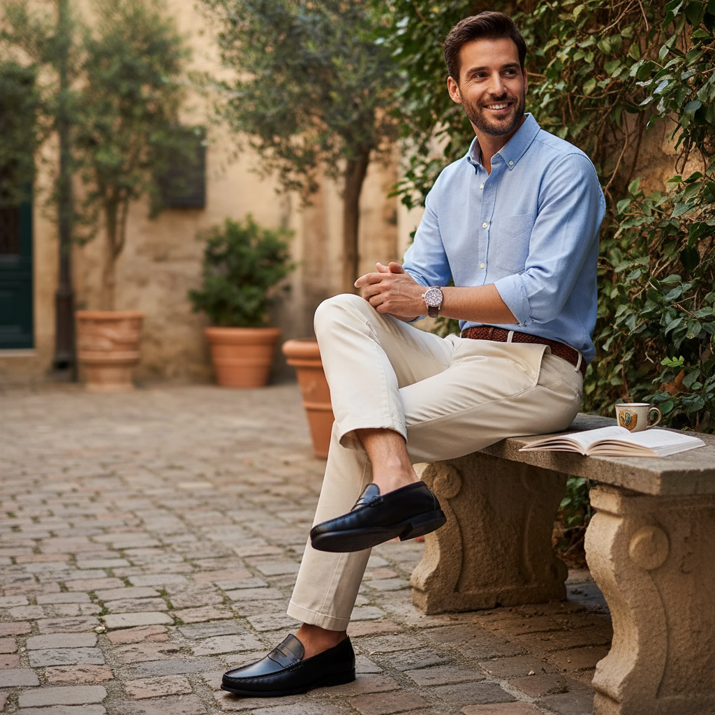Ethan | Men's Loafer With Slip On Design And Sleek Panel Detail | Formal