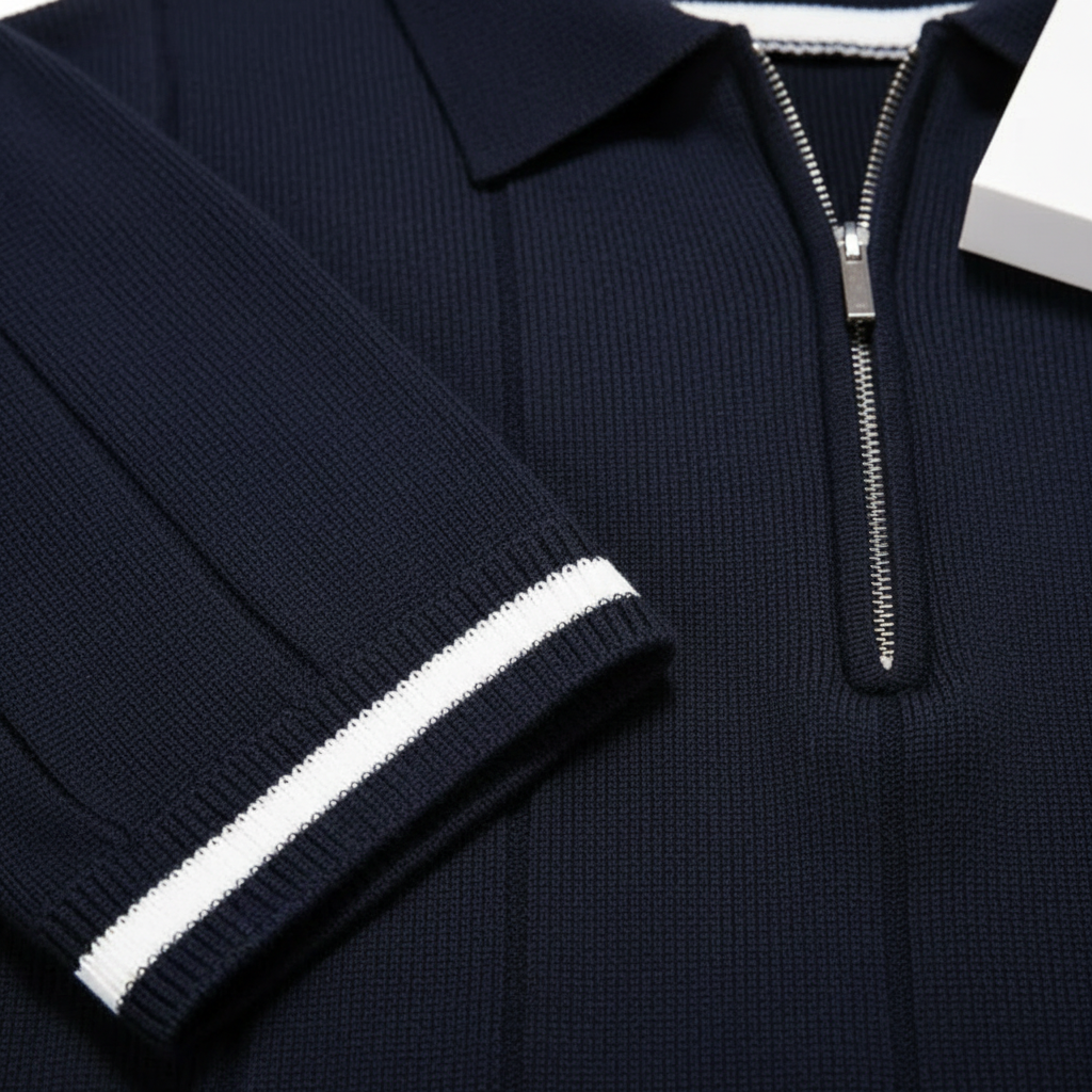 Ethan | Men's Polo Shirt With Zip Closure And Short Sleeves | Casual