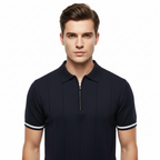 Ethan | Men's Polo Shirt With Zip Closure And Short Sleeves | Casual