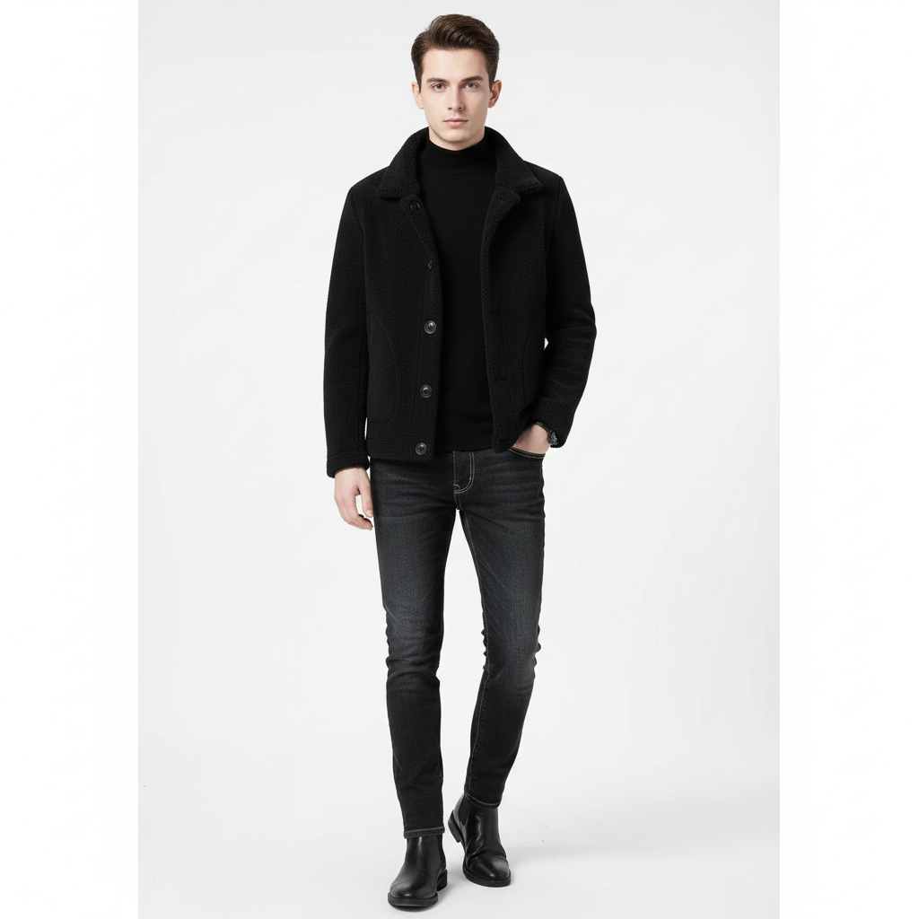 Ethan | Men's Sherpa Jacket With Button Front And Side Pockets | Casual