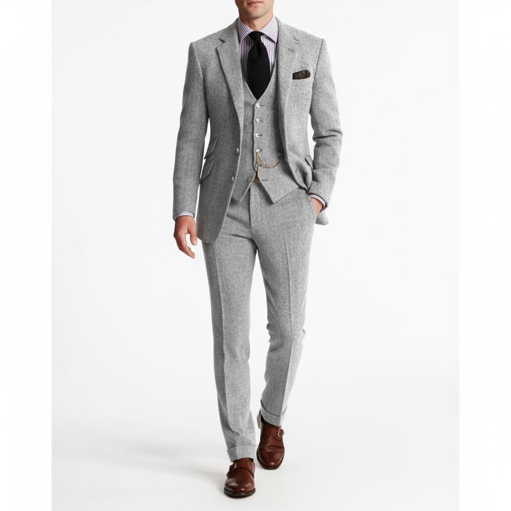 Ethan | Men's Three Piece Suit With Notch Lapel And Button Vest | Classic