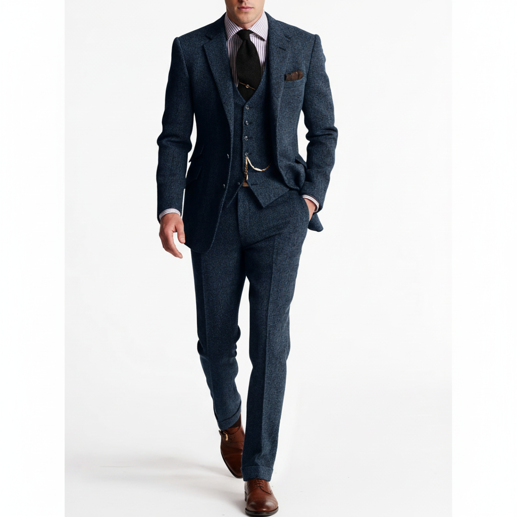 Ethan | Men's Three Piece Suit With Notch Lapel And Button Vest | Classic