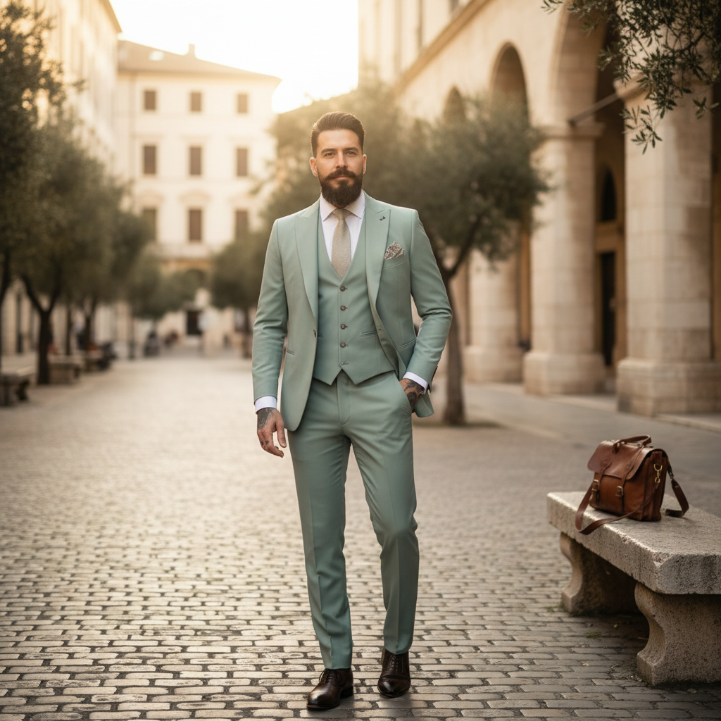 Ethan | Men's Three Piece Suit With Notch Lapel And Button Vest | Elegant