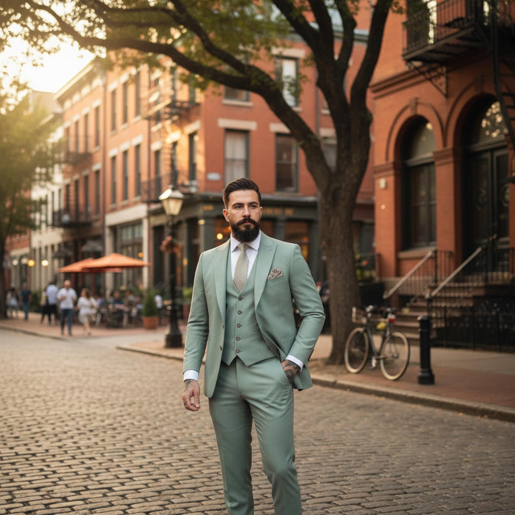 Ethan | Men's Three Piece Suit With Notch Lapel And Button Vest | Elegant