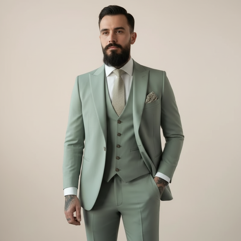 Ethan | Men's Three Piece Suit With Notch Lapel And Button Vest | Elegant