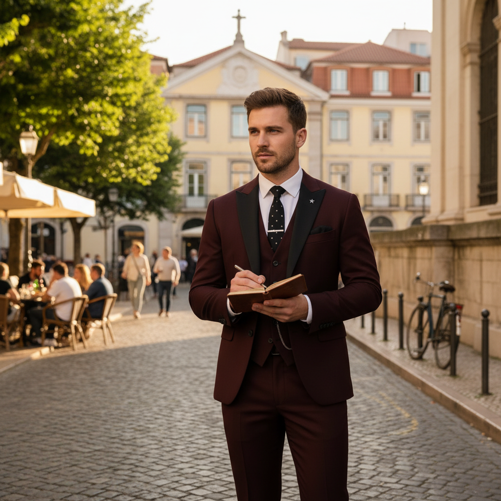 Ethan | Men's Three Piece Suit With Peak Lapel And Button Vest | Formal