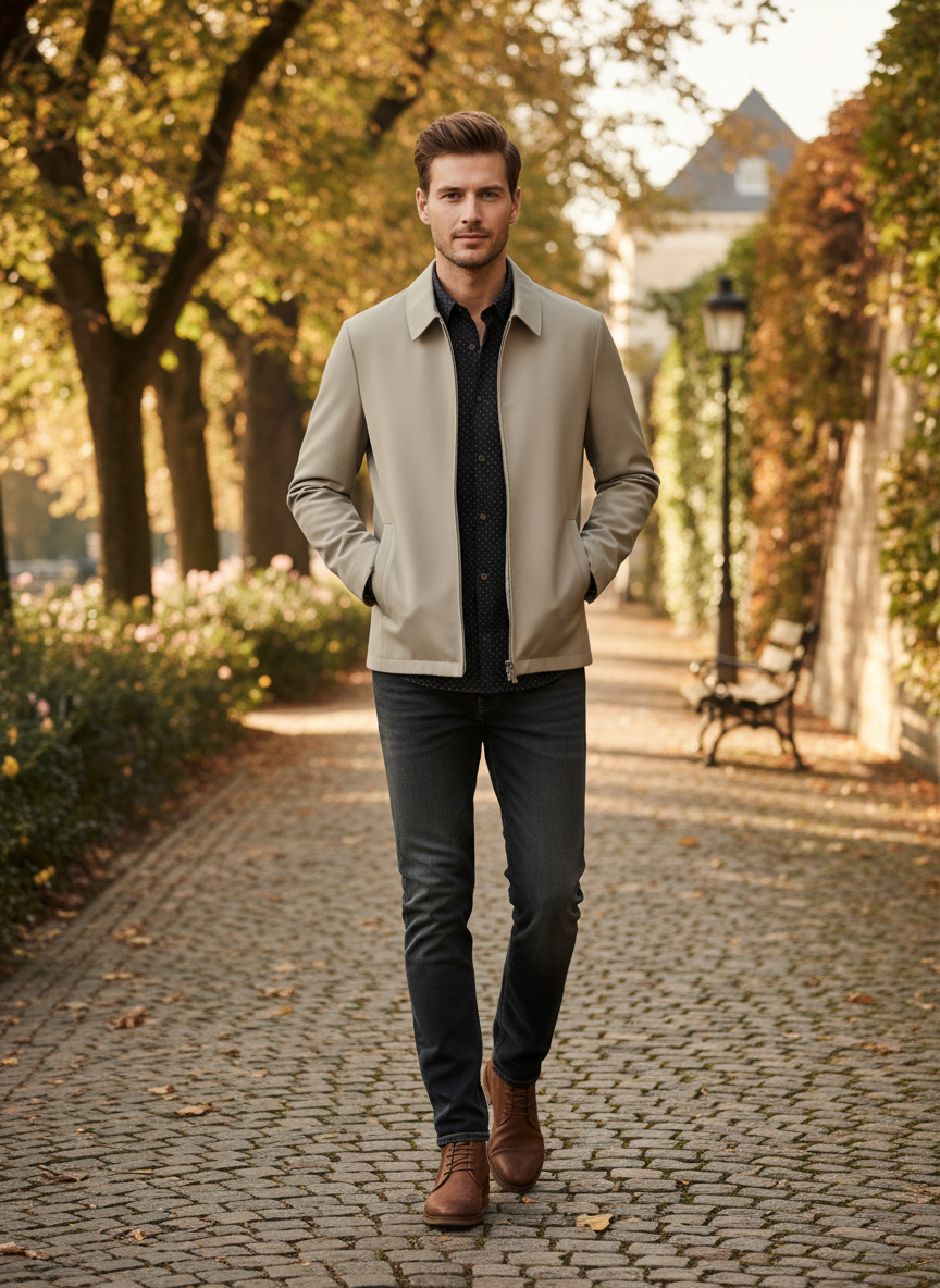 Ethan | Men's Trench Coat With Zip Closure And Side Pockets | Modern