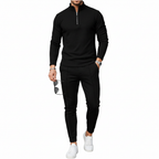 Ethan | Men's Two Piece Set With Zip Collar Top And Tapered Pants | Modern