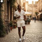 Ethan | Men's Two Piece Set With Zip Neck And Adjustable Shorts