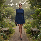 Freya | Women’s Cocktail Mini Dress With High Neckline And Long Sleeves | Chic