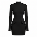 Freya | Women’s Cocktail Mini Dress With High Neckline And Long Sleeves | Chic