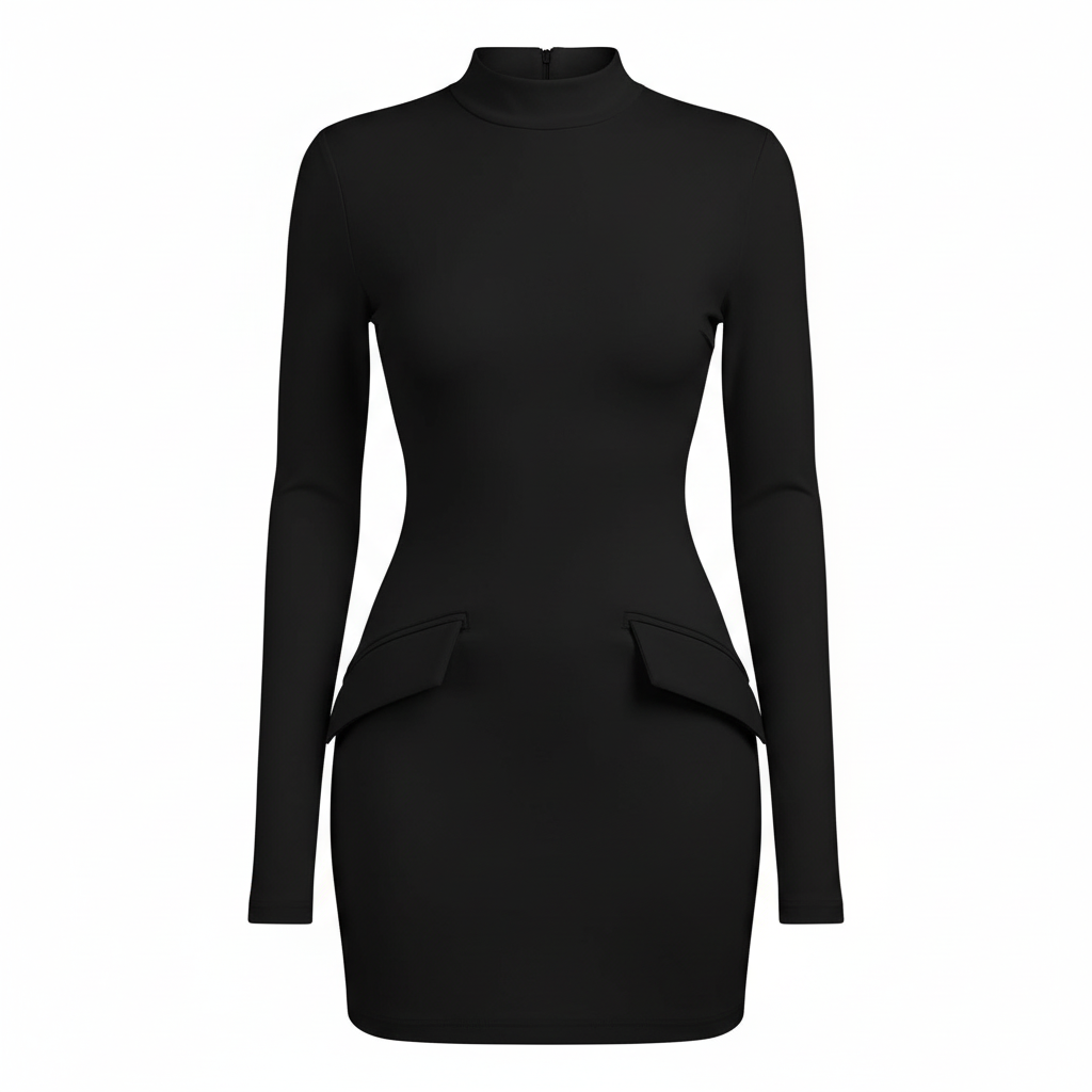 Freya | Women’s Cocktail Mini Dress With High Neckline And Long Sleeves | Chic