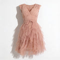 Freya | Women’s Cocktail Midi Dress With Lace Bodice And Layered Ruffle Skirt | Elegant