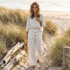 Freya | Women’s Linen Trousers With Button Front And Elastic Waistband | Relaxed