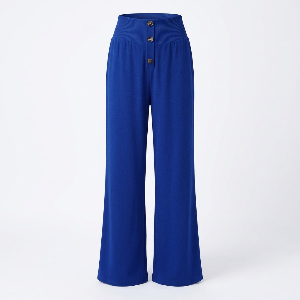 Freya | Women’s Linen Trousers With Button Front And Elastic Waistband | Relaxed