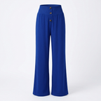 Freya | Women’s Linen Trousers With Button Front And Elastic Waistband | Relaxed