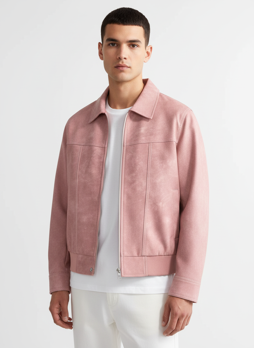Harper | Men's Leather Jacket With Zip Closure And Contrast Stitching | Casual