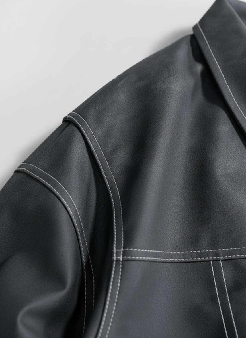 Harper | Men's Leather Jacket With Zip Closure And Contrast Stitching | Casual