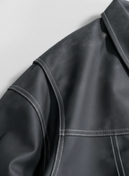 Harper | Men's Leather Jacket With Zip Closure And Contrast Stitching | Casual