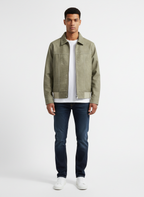 Harper | Men's Leather Jacket With Zip Closure And Contrast Stitching | Casual