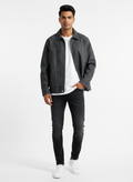 Harper | Men's Leather Jacket With Zip Closure And Contrast Stitching | Casual