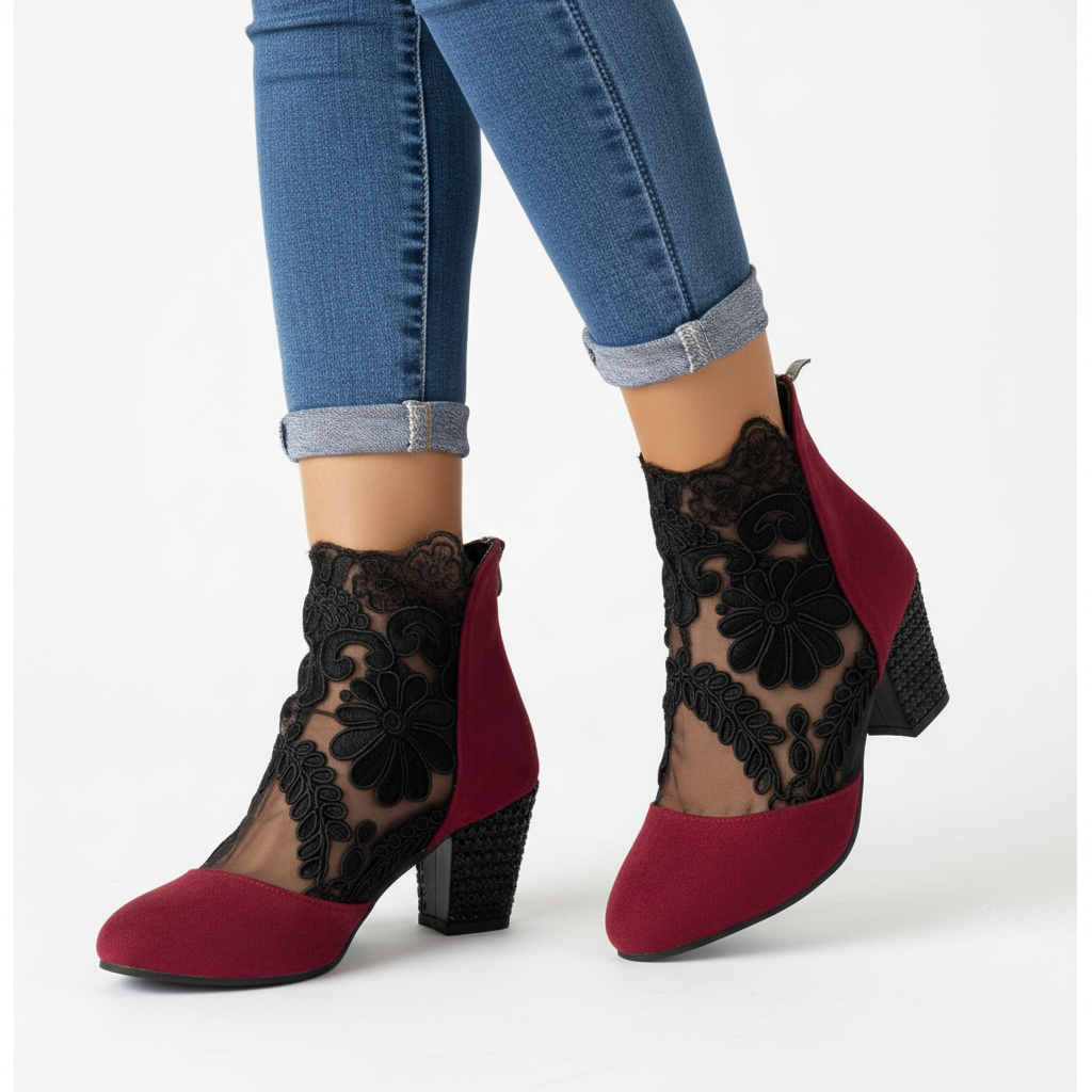 Harper | Women's Heels With Openwork Design And Block Heel | Elegant