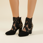 Harper | Women's Heels With Openwork Design And Block Heel | Elegant