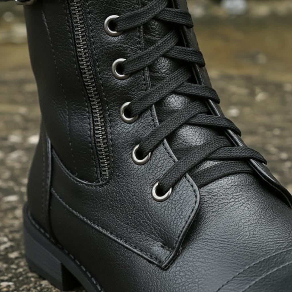 Harper | Women's Lace-Up Boots With Side Zip And Buckle Detail | Casual