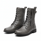 Harper | Women's Lace-Up Boots With Side Zip And Buckle Detail | Casual