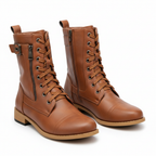 Harper | Women's Lace-Up Boots With Side Zip And Buckle Detail | Casual