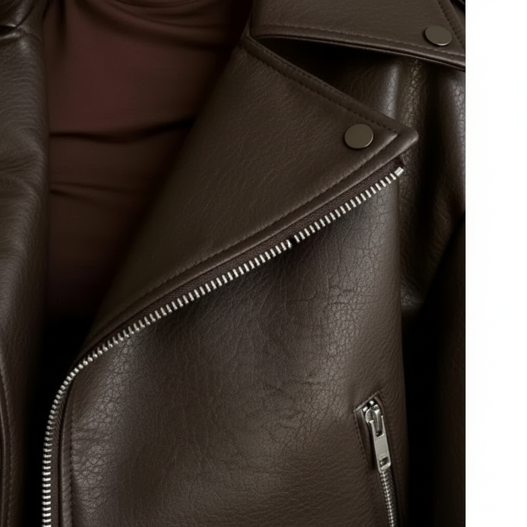 Harper | Women's Leather Jacket With Asymmetric Zip And Belt Detail | Biker