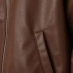Harper | Women's Leather Jacket With Zip Closure And Point Collar | Minimalist