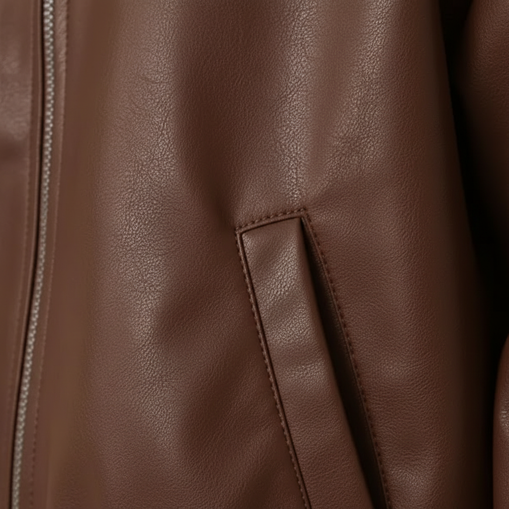 Harper | Women's Leather Jacket With Zip Closure And Point Collar | Minimalist