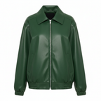 Harper | Women's Leather Jacket With Zip Closure And Point Collar | Minimalist