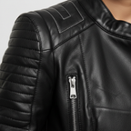 Harper | Women's Leather Jacket With Zip Closure And Quilted Sleeves | Biker