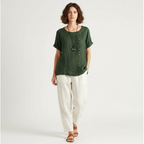 Harper | Women's Linen Blouse With Button Detail And Short Sleeves | Casual