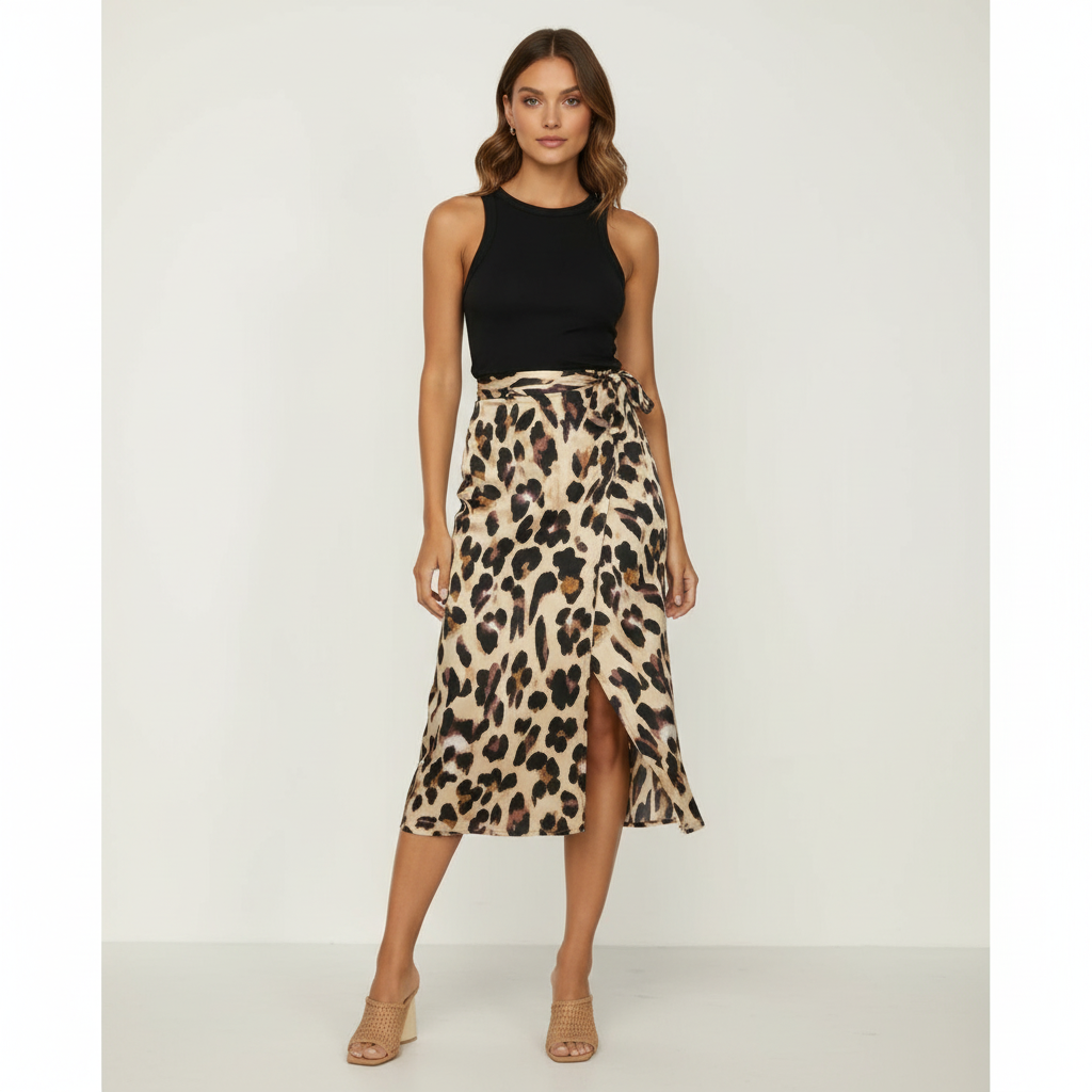 Harper | Women's Midi Skirt With Draped Wrap And Asymmetric Hem | Chic