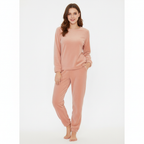 Harper | Women's Outfit Set With Long Sleeve Top And Elastic Waist Pants | Casual