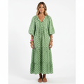 Harper | Women's Patterned Midi Dress With Pleated Skirt And Woven Texture | Casual