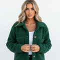 Harper | Women's Sherpa Jacket With Button Front And Chest Pockets | Casual